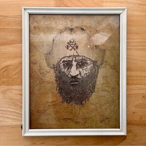 Pirate Caribbean Art Print in White Frame